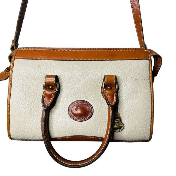Vintage DOONEY & BOURKE Bone White Tan 1980s Leather Crossbody Straps Handbag - Picture 2 of 14
